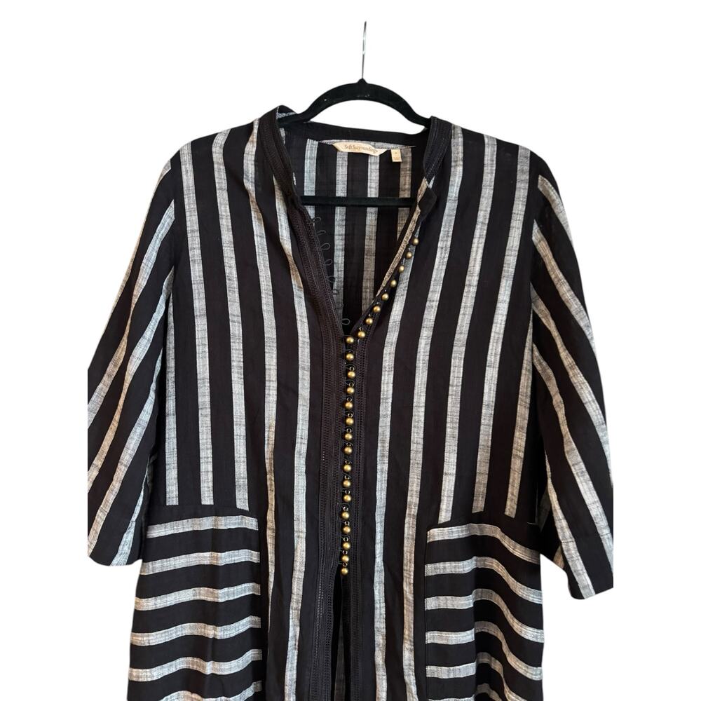 Soft Surroundings Moroccan Striped Maxi Tunic Robe Duster Kaftan Topper Small - Picture 2 of 6